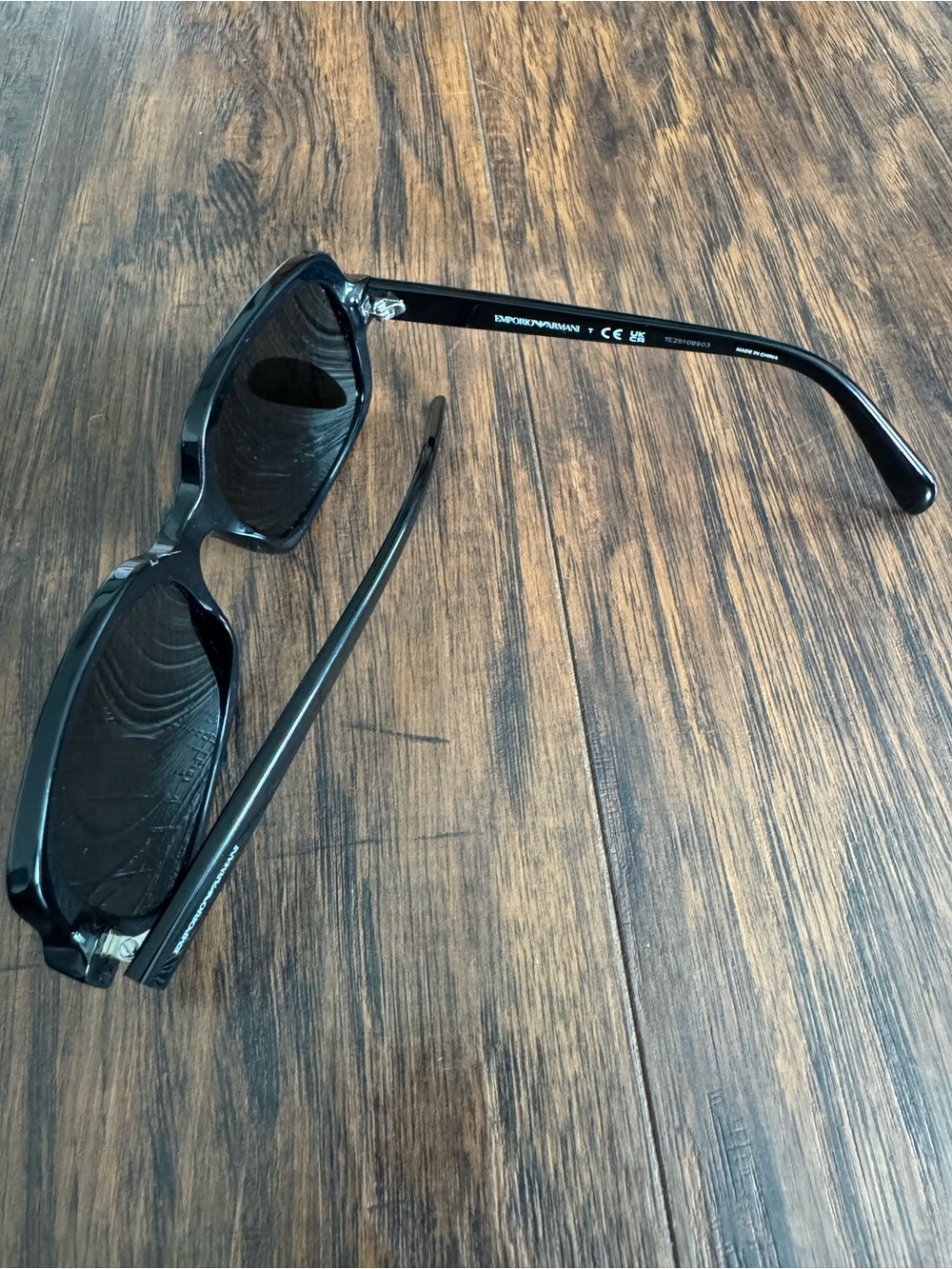 Emporio Armani Men’s Black Rectangular Sunglasses with Dark Lenses